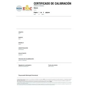 Certificados de calibración para básculas y balanzas